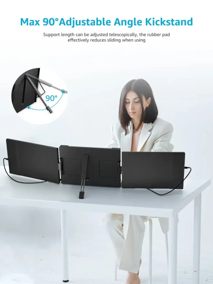Dopesplay 14.1" Triple Portable Monitor For Laptop 1200P FHD IPS Screen Extender Type-C USB For PC Switch Mac Up to 17.3 Laptop - Image 2