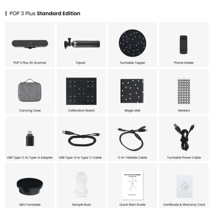 Revopoint POP 3 PLUS 3D Scanner For 3D Printer 0.04mm Precision 18fps Speed Handheld Scanner Standard Medium Object 3D Scanner - Image 6