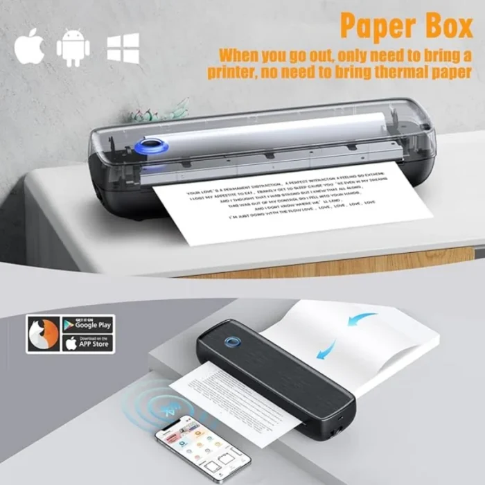 Portable Printer Wireless for Travel,Bluetooth Thermal Support 8.5inches X 11inches paper, Inkless Compatible with iOS Android - Image 2