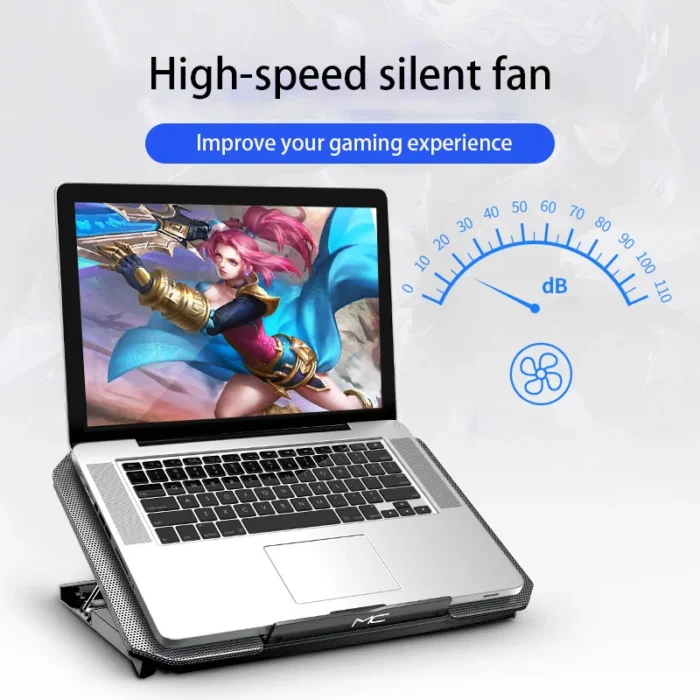 Gaming Laptop Cooler Large Size For 12-16 Inch Notebook Two USB Laptop Cooling Pads Wind Speed Adjustable Silent Laptop Stand - Image 5