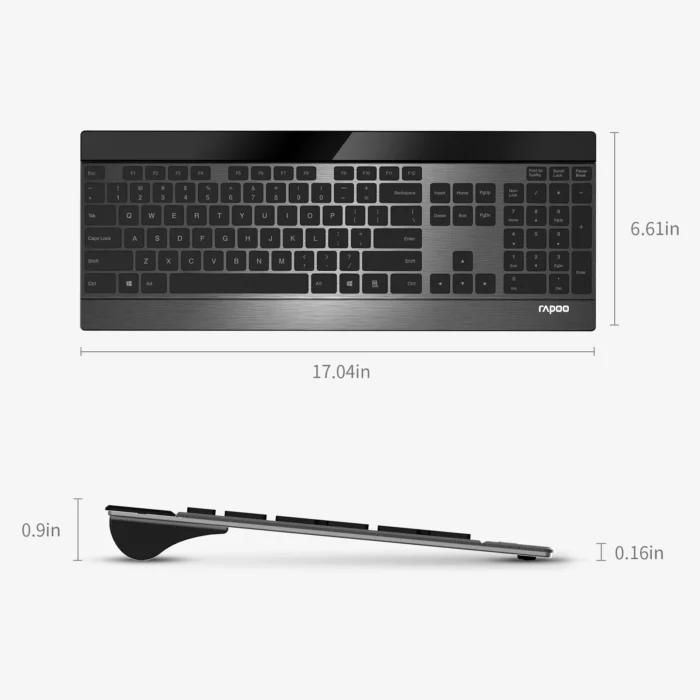 Rapoo Multi-mode Wireless Keyboard and Mouse Combo Extremely Thin Metal Keyboard Rechargeable Mouse Easy-Connect Up to 4 Device - Image 6