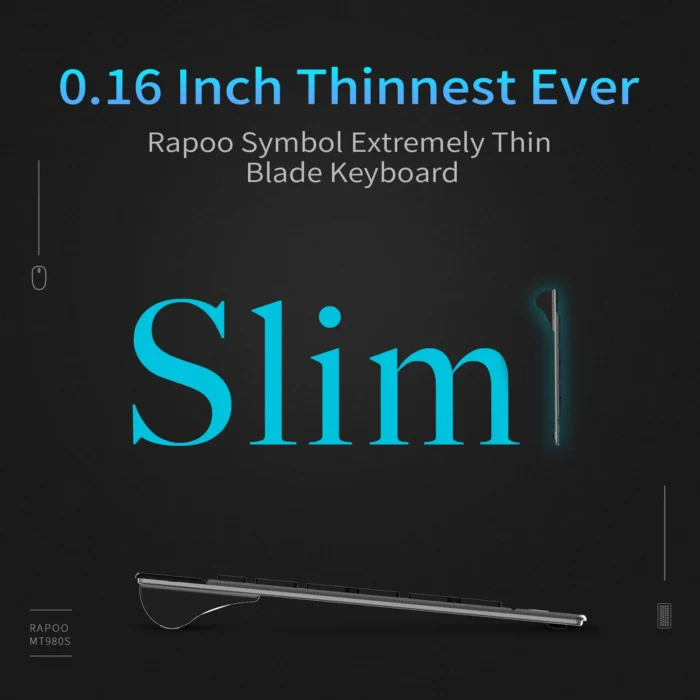 Rapoo Multi-mode Wireless Keyboard and Mouse Combo Extremely Thin Metal Keyboard Rechargeable Mouse Easy-Connect Up to 4 Device - Image 4