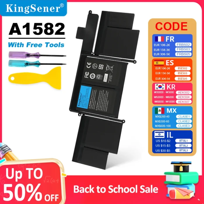KingSener A1582 A1493 Laptop Battery For Apple MacBook Pro 13" Retina A1502 2013 2014 2015 Year 020-00010 Free Tools 500+ Cycles
