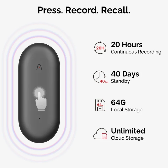 PLAUD NotePin AI Voice Recorder, Wearable AI Notetaker, Smart Transcription & Summarization - Image 2