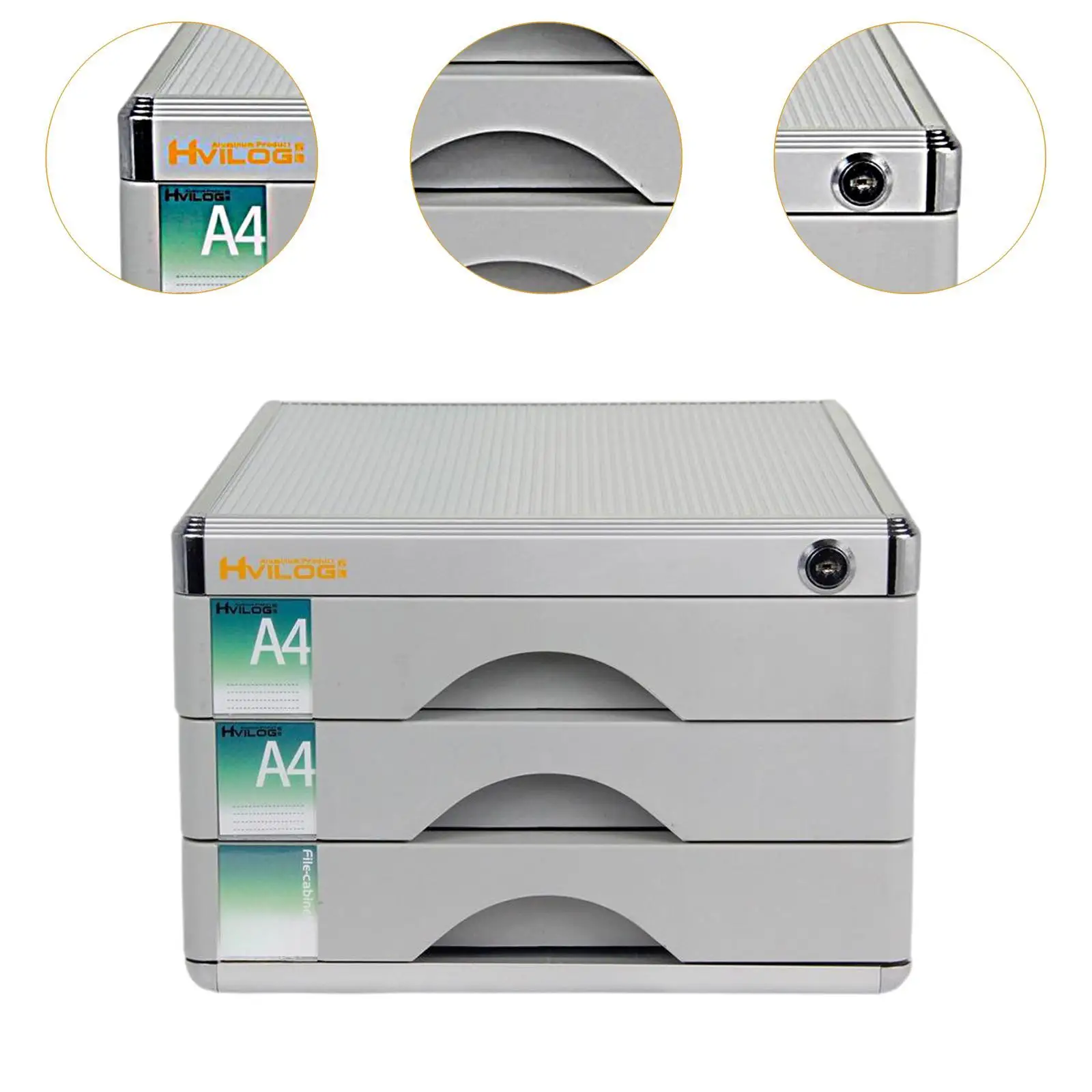 File Cabinet Desktop Drawer Filing Cabinet Multi Layer Locking Premium Filing Organizer Aluminum Alloy Document Storage Box - Image 5