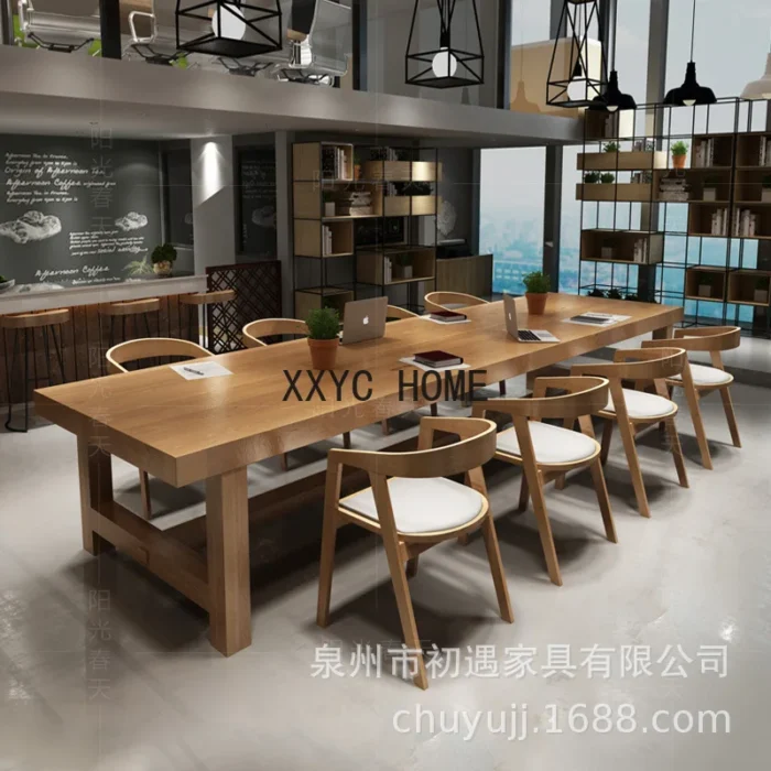Solid wood conference table, simple modern living room, large board long table - Image 2
