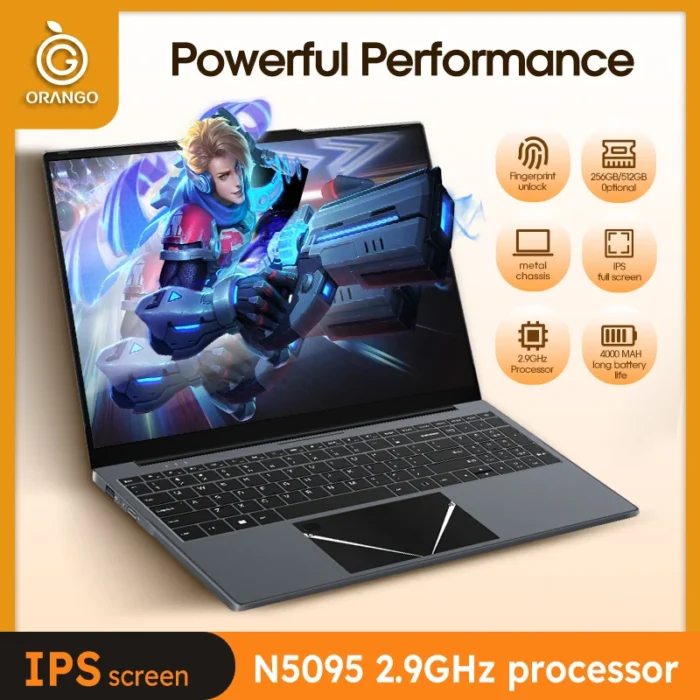 15.6" Ultra Slim Laptop 16GB RAM 512GB SSD Intel N5095 Notebook 1920*1080 FHD Screen Windows 10 Office Study Portable Computer