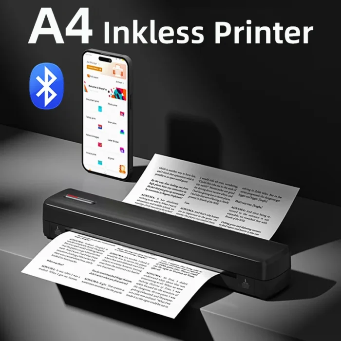 Portable Wireless Tattoo Printer Inkless Office Document PDF Photo A4 Thermal Printer Compatible with Android iOS Windows Mac