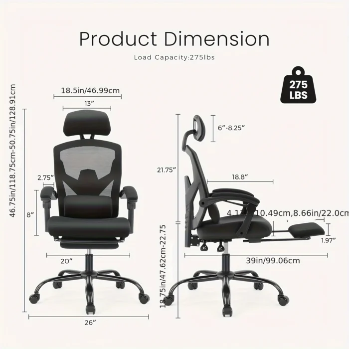 Office Computer Desk and Chair, Adult Comfortable High Back Gaming Chair with Comfortable Waist Support and Wheels - Image 2
