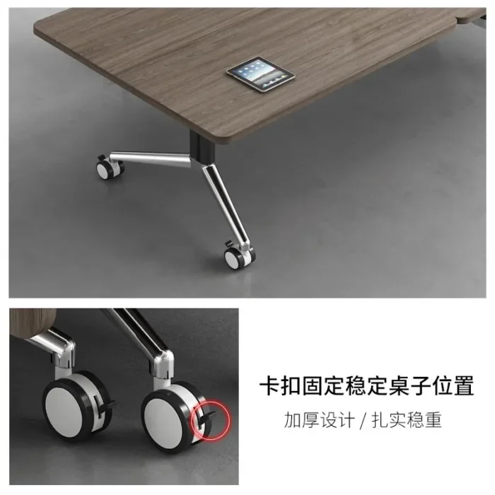 conference table, long table, desk, mobile splicing folding table, multi-functional retractable large desk, training table - Image 4