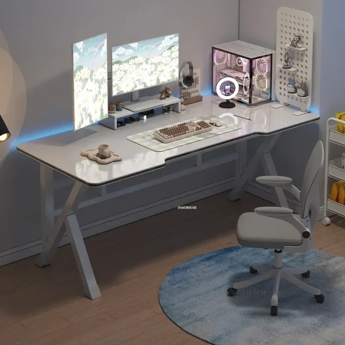 Modern Light Luxury Thick K Legs Computer Desks Desktop White Gaming Tables Simple Home Student Study Desk for Office Furniture - Image 2