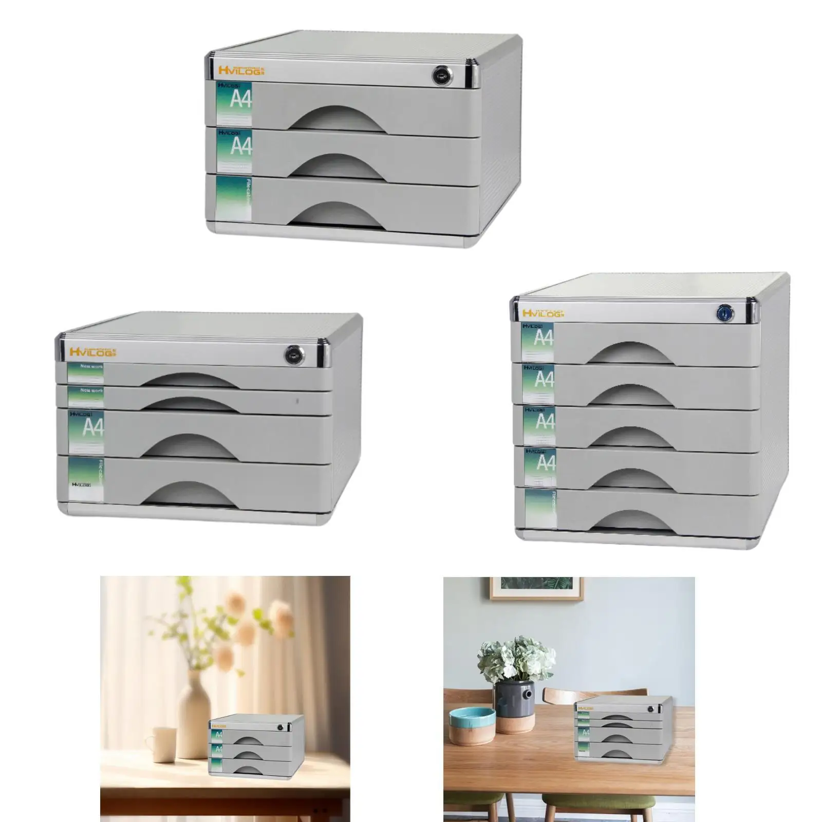 File Cabinet Desktop Drawer Filing Cabinet Multi Layer Locking Premium Filing Organizer Aluminum Alloy Document Storage Box - Image 4