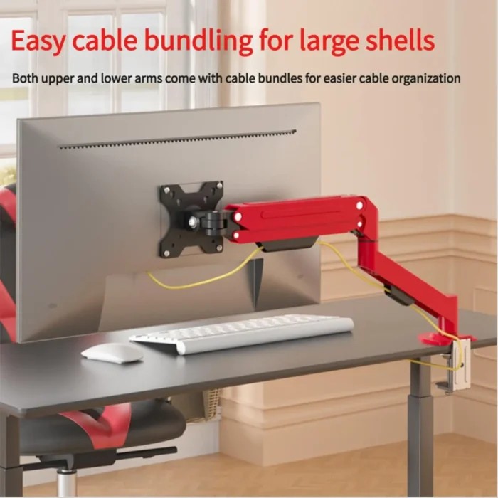 Universal Single Monitor Mount Stand for 14″-34″A1 Red,10KG Load(19.8 lbs),Adjustable Aluminum Ergonomic Arm with Gas Spring - Image 5
