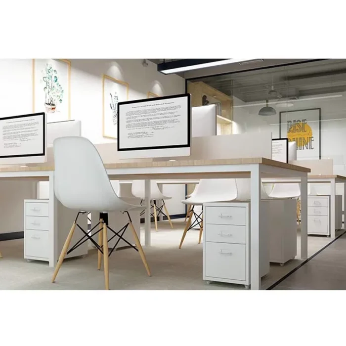Mobile Three-Drawer Cabinet Small File Storage Table Office Movable Information Desk Organizer with underneath Space - Image 6