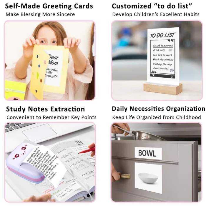 Kids Mini Printer Picture Luggage Tags English Learning Bluetooth Printing DIY Greetings Card Pocket Maker Learn Tools Toys Gift - Image 2