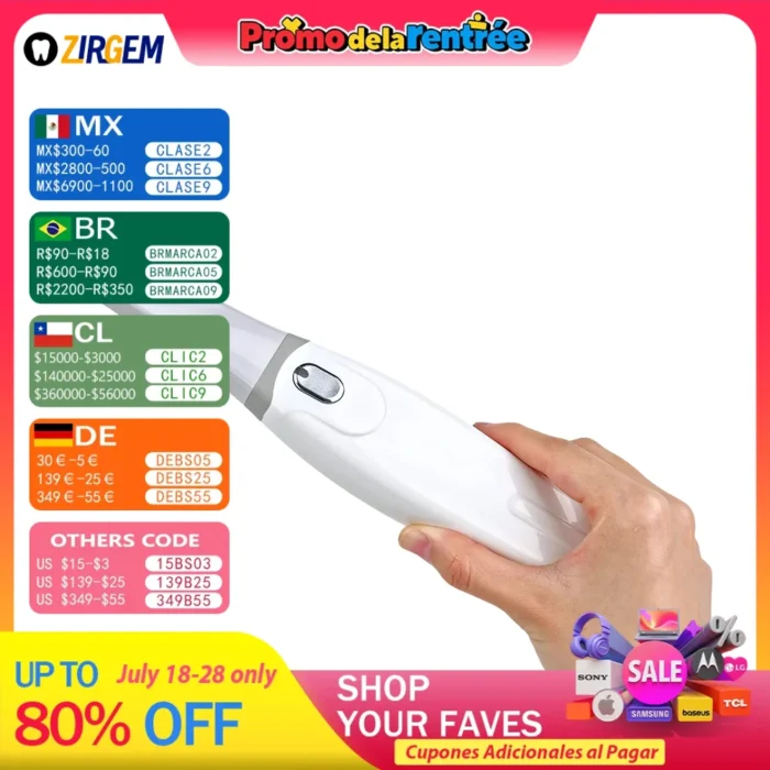 Zirgem AI Intraoral Scanner 3D Fast AI Dental Scanner 10 μm Accuracy for Crowns Bridges Orthodontics Labs Clinics Crown Bridge