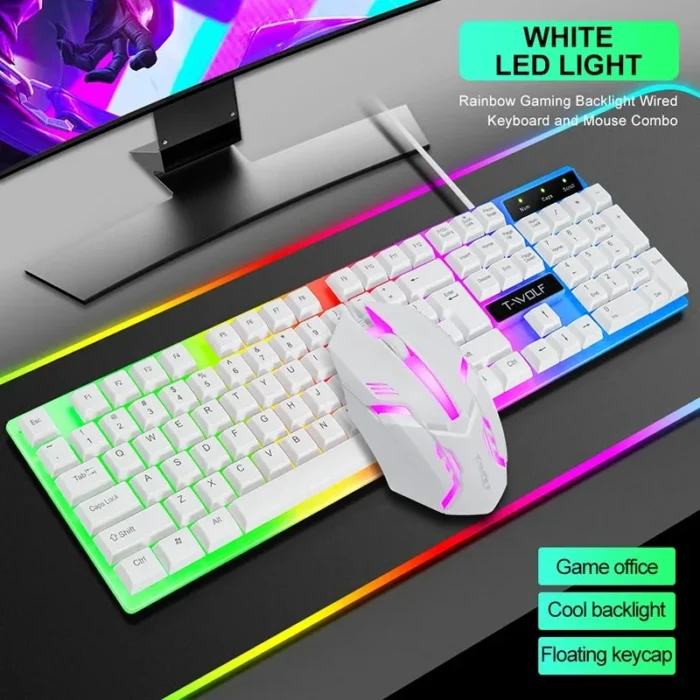 T-WOLF TF230 Wired Arabic Gaming Keyboard And Mouse Set/RGB Backlit/Mechanical Feel/Waterproof Design/USB - Image 3