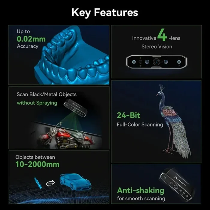 Creality CR-Scan Otter Portable Upgraded Handheld 3D Scanner 0.02mm Accuracy High Efficiency 20fps Speed Scanning Anti-shaking - Image 2