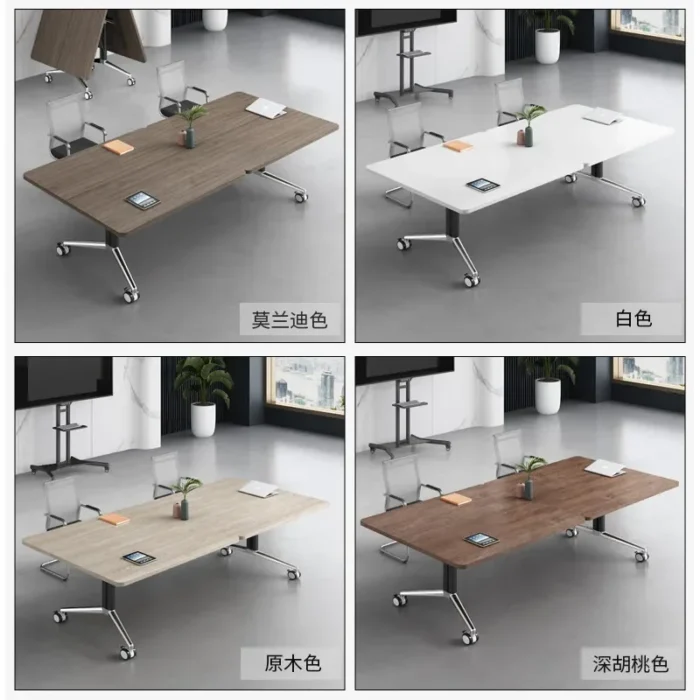 conference table, long table, desk, mobile splicing folding table, multi-functional retractable large desk, training table - Image 3