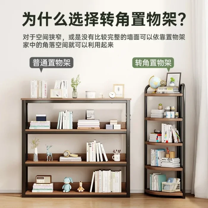 Corner Cabinet Floor-to-ceiling Corner Shelf Living Room Corner Storage Layer Shelf Triangular Multi-layer Bookshelf Bedroom - Image 2