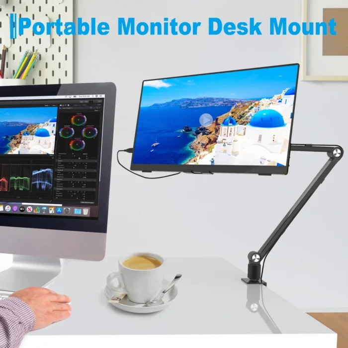 Bimawen Adjustable Height Tablet Stand For iPad 15 6 16 Inch Screen Portable Monitor Desk Mount With Aluminum Long Rotating Arm - Image 3