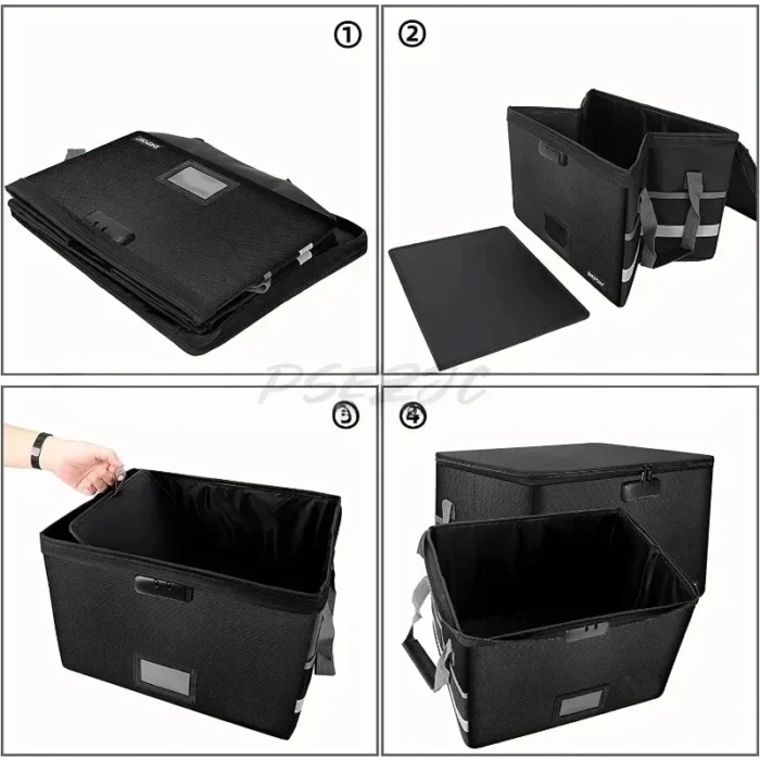 B-M Fireproof Storage File Box Portable Folding Large Capacity Thickened with Lock Travel Identification Important File Box - Image 4