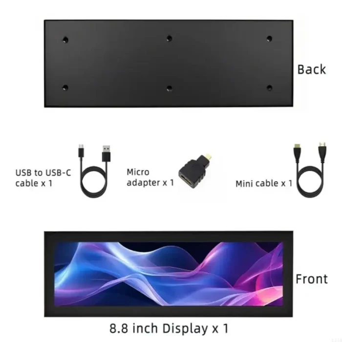 2025 New Metal Frame 8.8inch Computer Monitor 1920x480 Perfect For PC Setups - Image 2