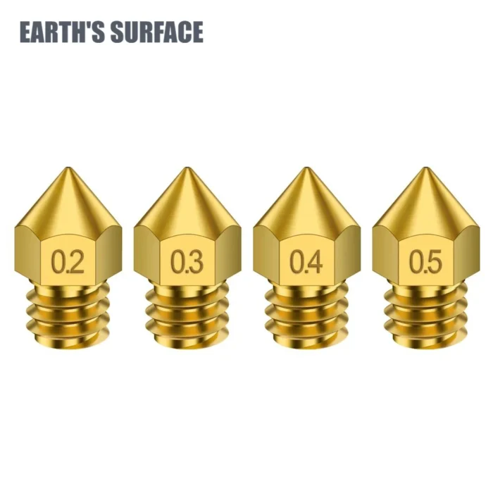 3D Printer Parts 5pcs MK8 Nozzle 0.2/0.4/0.5/0.6mm-1.75mm M6 Thread Brass Nozzle For CR 10/Ender 3 3D Printer Extruder Nozzles
