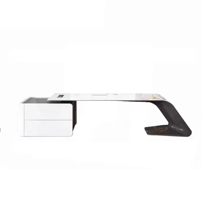 Conference Unusual Office Desk Cabinets Shelf Drafting Cheap Office Desk Storage Minimalist Unique Wooden Bureau Furniture - Image 5