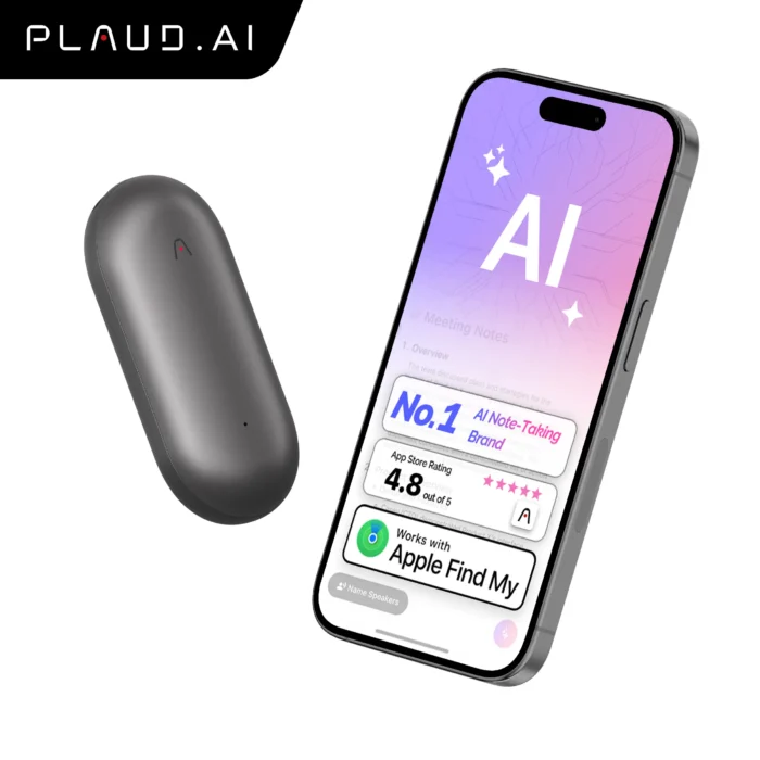 PLAUD NotePin AI Voice Recorder, Wearable AI Notetaker, Smart Transcription & Summarization