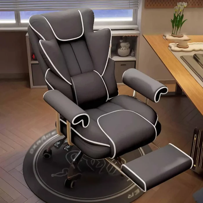 Big and Tall Office Chair High Back Leather Executive Chair with Footrest Ergonomic Lumbar Support and Fixed Soft Armrests - Image 3