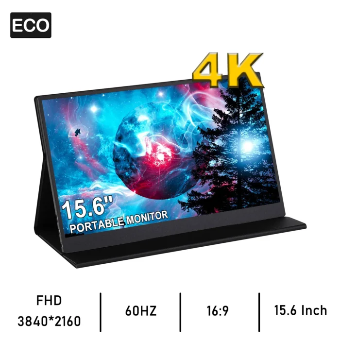 4K Portable Monitor 15.6" 3840x2160 FHD IPS USB-C Mini-HDMI External Second Screen For Mac Laptop PC Switch Xbox PS4/5