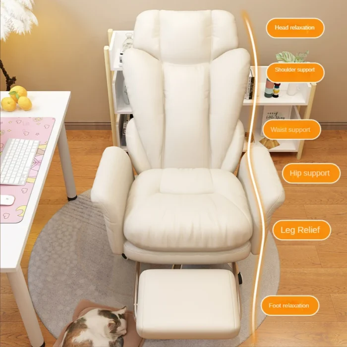 Comfortable fluffy Ergonomics Sofa Chair Home computers Bedroom Chair Single backrest live broadcast revolve office chair - Image 2