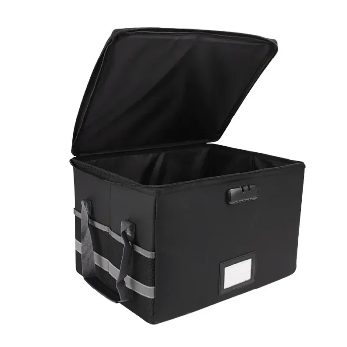B-M Fireproof Storage File Box Portable Folding Large Capacity Thickened with Lock Travel Identification Important File Box - Image 6