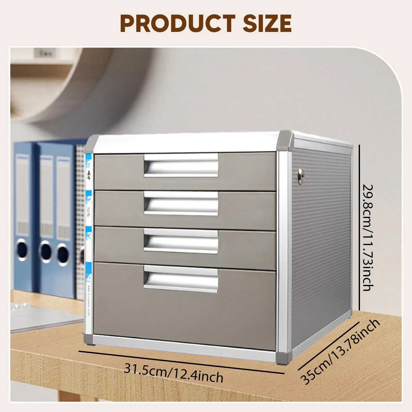 File Cabinet Filing Organizer Locking Desk Organizer with 4 Drawers for School Office Supply Home Study Working Accessories - Image 6