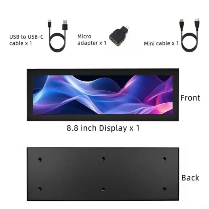 2025 New Metal Frame 8.8inch Computer Monitor 1920x480 Perfect For PC Setups