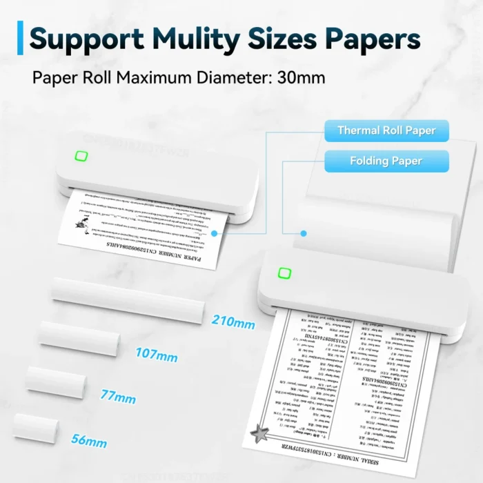 Portable A4 Thermal Printer Inkless Bluetooth PDF Excel Word Document Printing Machine Paper Roll for Office Work Home School - Image 5