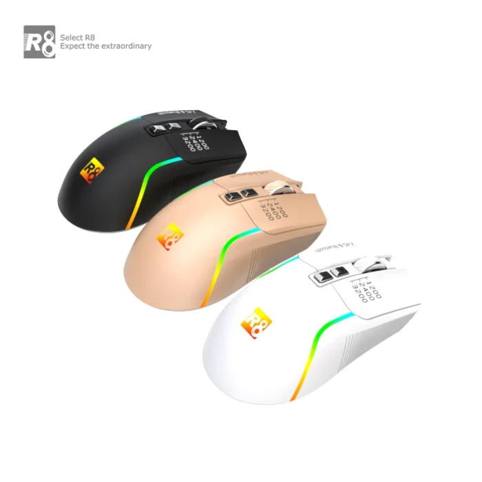 XIAOMI R8 Wireless Mouse 3200 DPI Bluetooth 2.4G Dual Mode Mechanical Office Game Universal Colorful Luminous Mute Mouse - Image 6