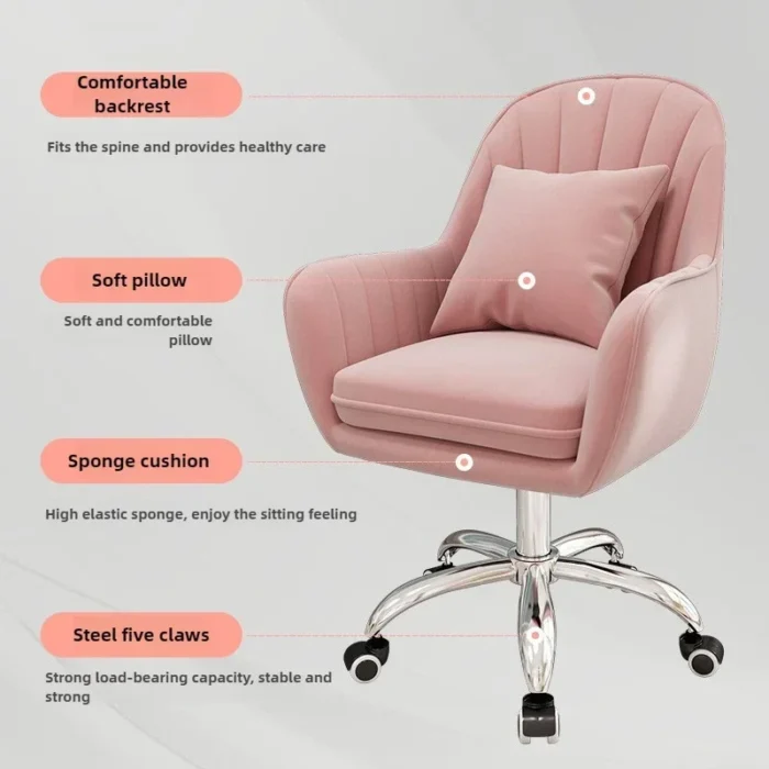 Computer Home Comfortable Sedentary Backrest Leisure Office Chair Cute Female Bedroom Student Desk Rotating Chair - Image 3
