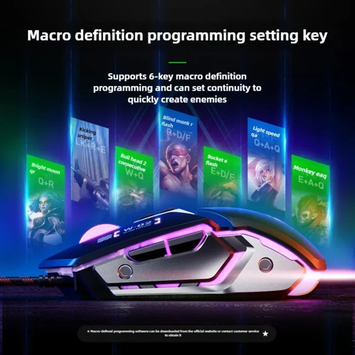 W2 USB Wired Gaming Mouse with Glowing Gamer Mechanical Metal Style Mice Suitable for PC Desktop Laptops Tablet Game Office - Image 4