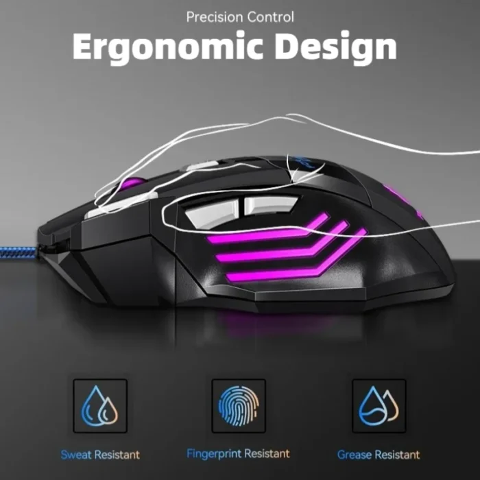 G6 USB Wired Gaming Mouse 7 Button 5500DPI Adjustable Optical Ergonomic E-sports Mice for Laptop PC Xiaomi HUAWEI Samsung Pad - Image 2