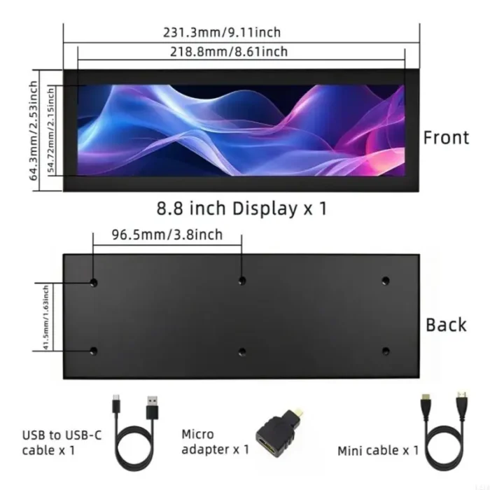 2025 New Metal Frame 8.8inch Computer Monitor 1920x480 Perfect For PC Setups - Image 6