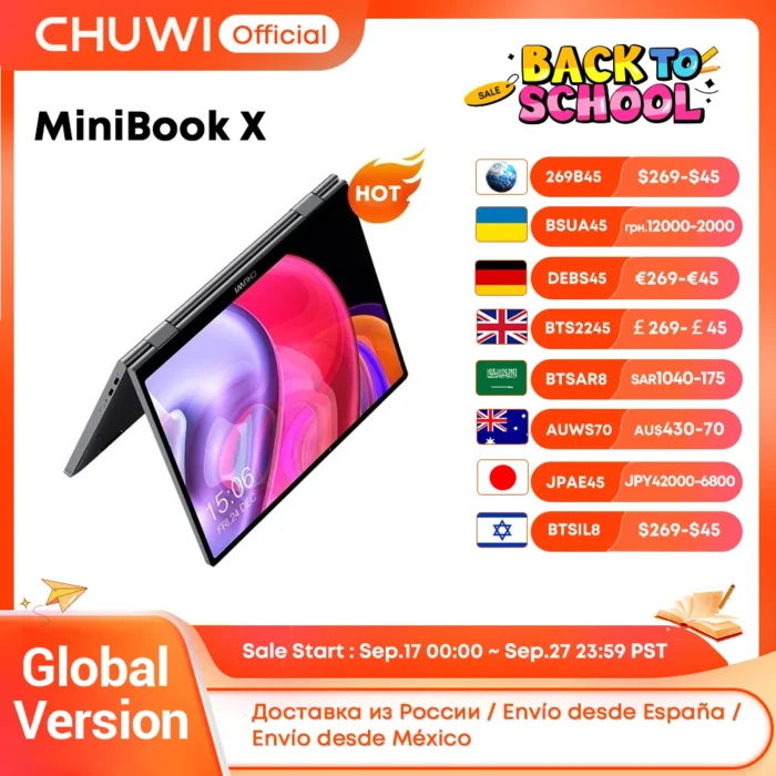 CHUWI MiniBook X Laptop Tablet 2 In 1 Intel N150/N100 10.51" FHD IPS Screen 16GB / 12GB RAM LPDDR5 512G SSD Windows 11 Notebook