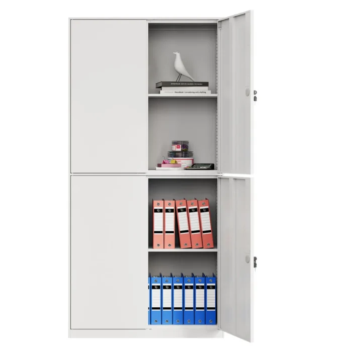 Steel Storage Cabinet Office Furniture File Cupboard Durable Lockable 4 Doors Wardrobes - Image 2