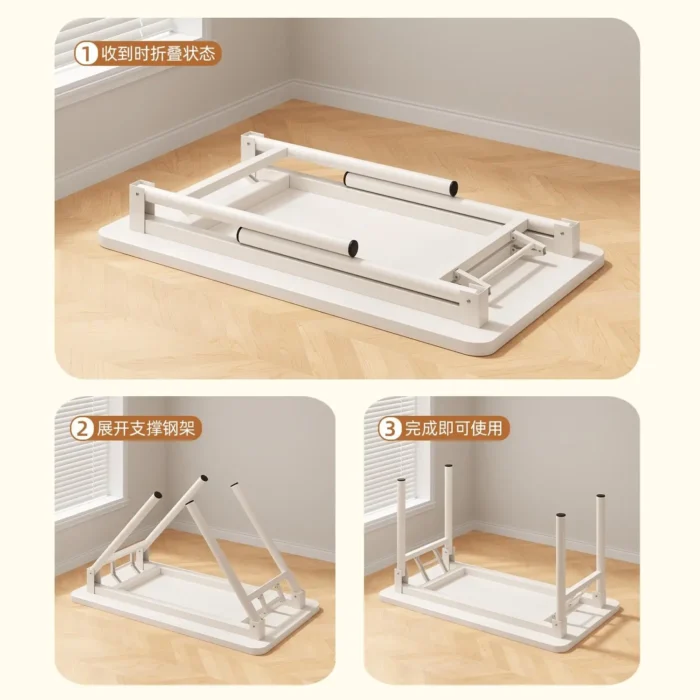 Foldable simple computer table and chair set Small bedroom Home student desk Writing table Desk rectangle - Image 3