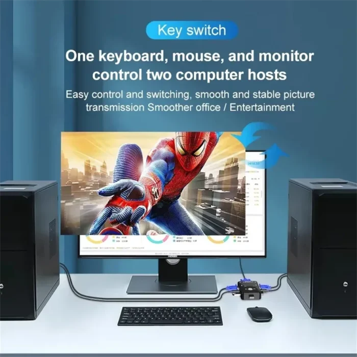 2 And 4 Port VGA KVM Switch 1080P USB 2.0 Splitter Mouse Keyboard Printer Pendrive Share Switcher Box Adapter Out KVM Switch - Image 6