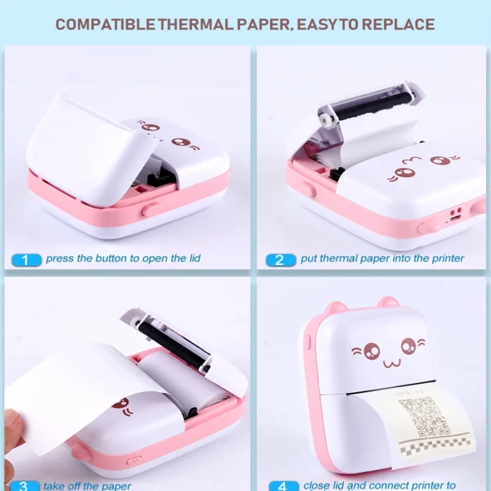 Kids Mini Printer Picture Luggage Tags English Learning Bluetooth Printing DIY Greetings Card Pocket Maker Learn Tools Toys Gift - Image 3