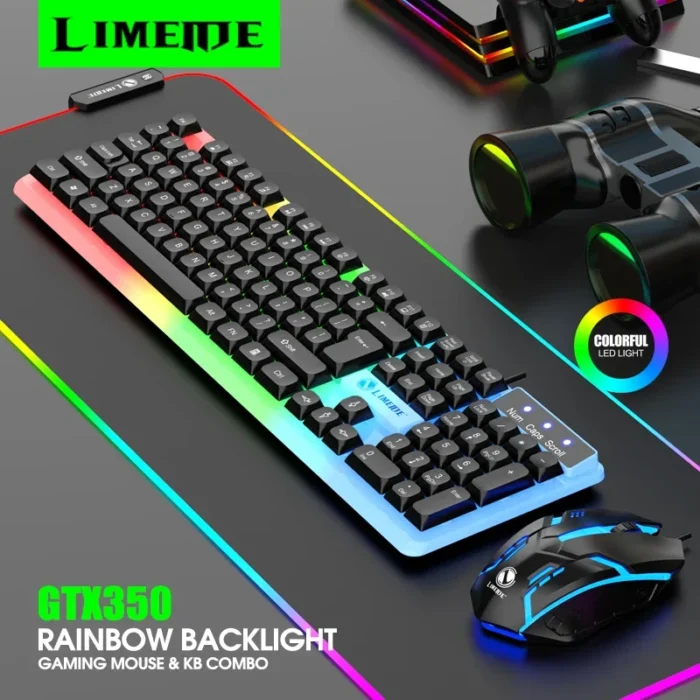NG GTX350 Gaming Keyboard Mouse Combos Computer Laptop Backlight Gamer Kit LED Wired Usb Keyboard GTX350 Set-Black - Image 2