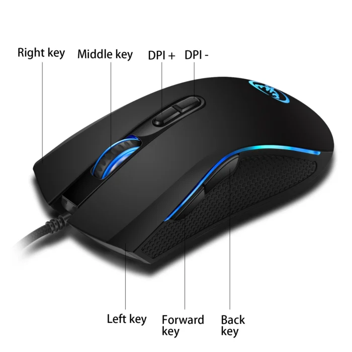 New 61keys Wired White Black Keyboard RGB Gaming Mouse Office Kit Backlight Keyboard and Mouse Combos for PUBG Gamer - Image 6