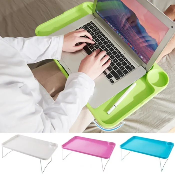 Portable Breakfast Tray Portable Folding Laptop Table with Cup Holder for Student Dormitory Sofa Stable Bed Tray with Non-slip - Image 4